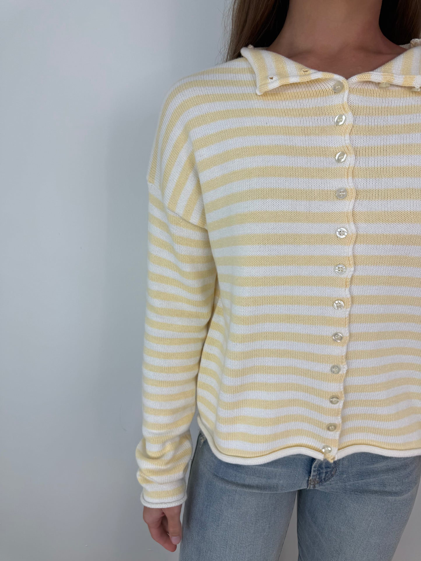 Elina Striped butter cardigan