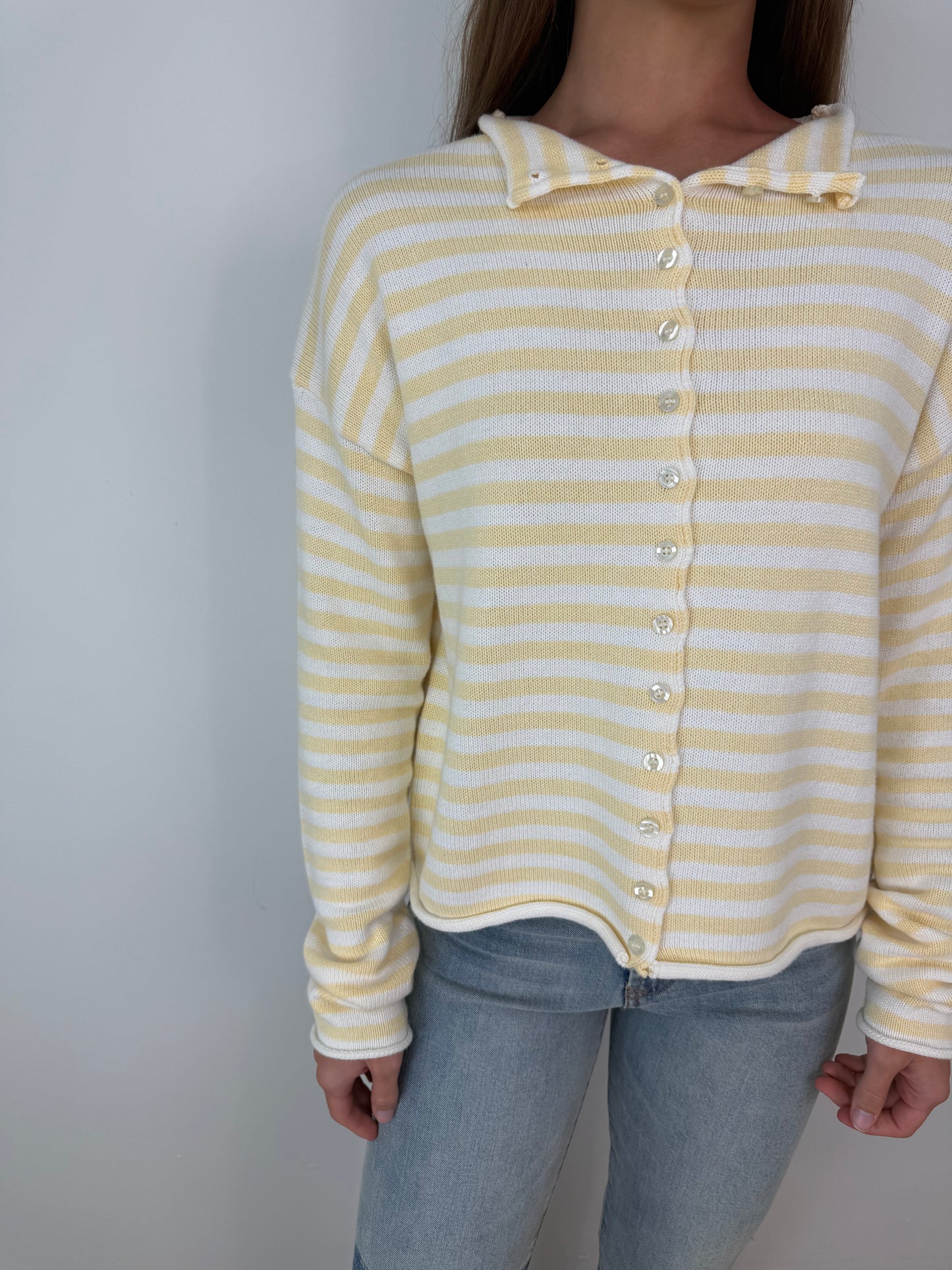 Elina Striped butter cardigan