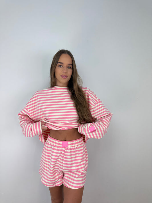 Loungey Pink Striped shorts