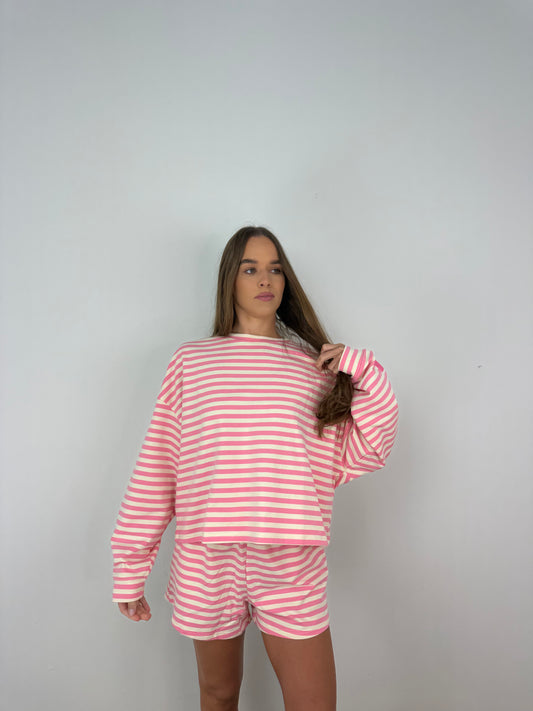 Loungey Pink Striped shorts
