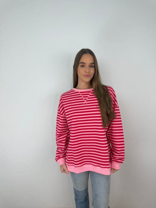 oversized pink striped top