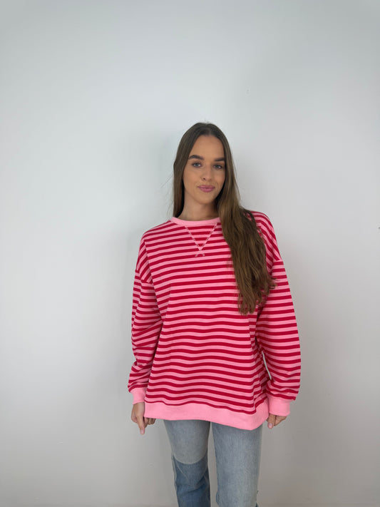 oversized pink striped top
