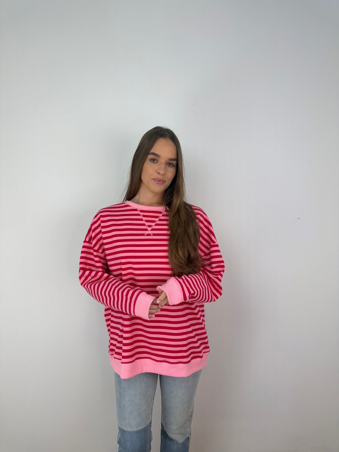 oversized pink striped top
