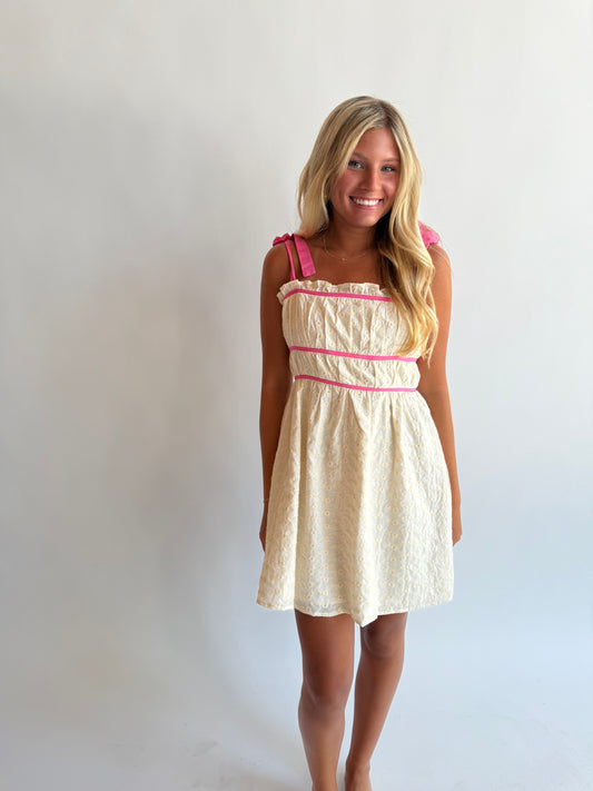 Floral embroidered mini dress