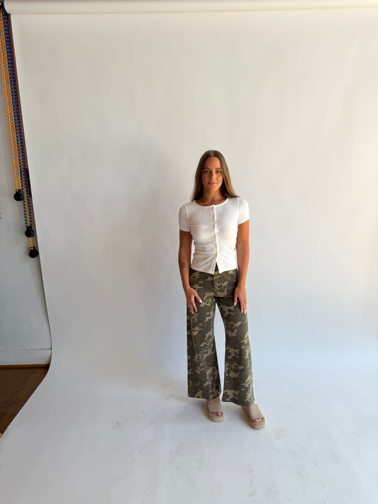 Wide leg camo pants