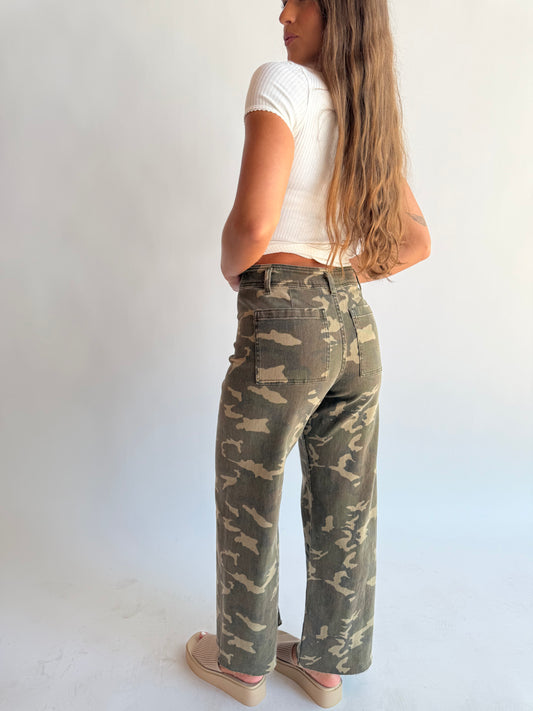 Wide leg camo pants
