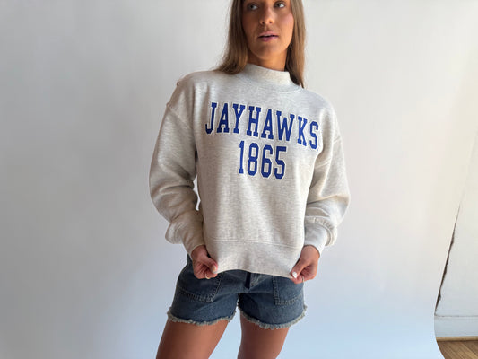 KU mock neck puff crew