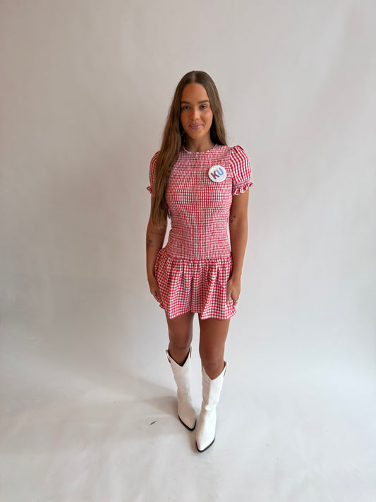 Best Dressed Smock Dress- Red