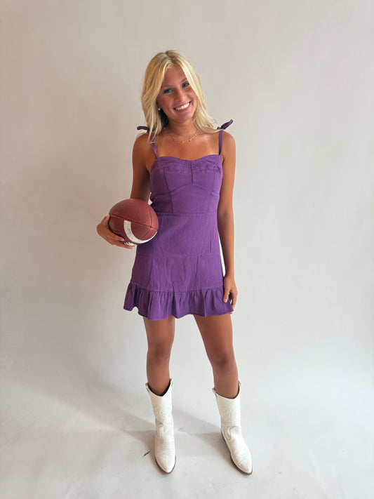 Winner Winner Denim Dress- Purple
