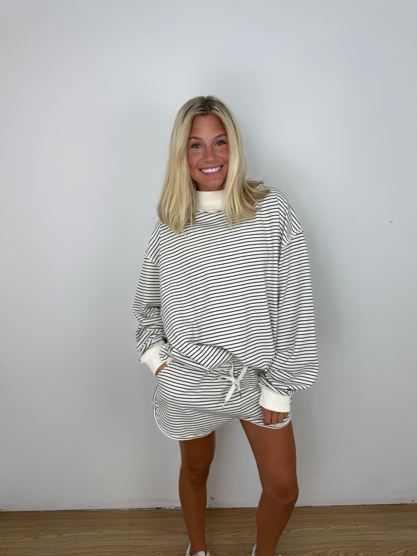 Dolphin striped mockneck