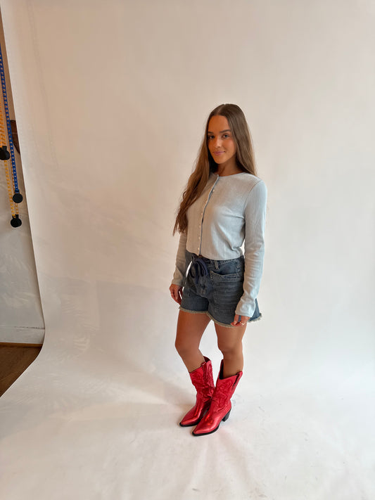 Light Blue Pointelle Cardigan