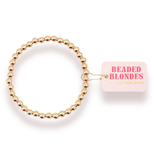 5MM Gold Beaded Bracelet: Standard 6.75 inch