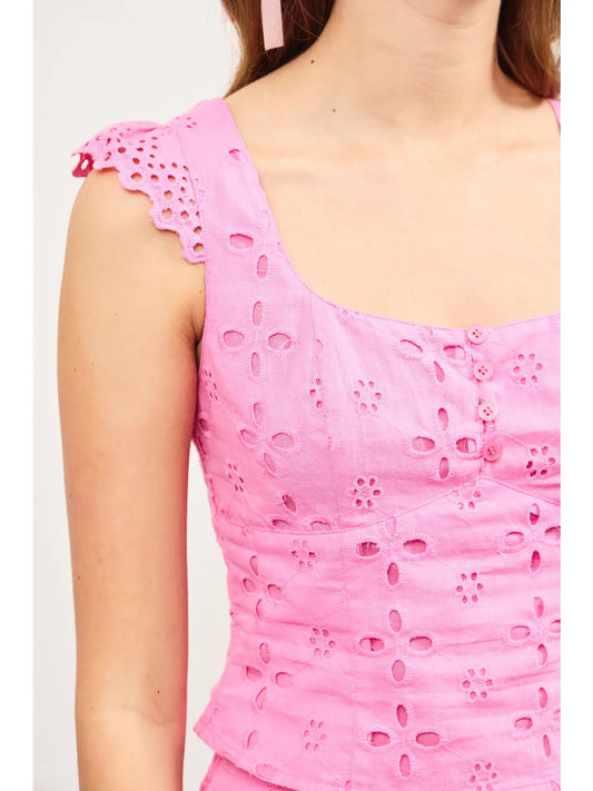 bubble gum eyelet tank