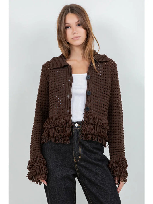 Fringe detail cardigan