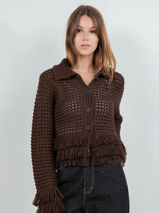 Fringe detail cardigan