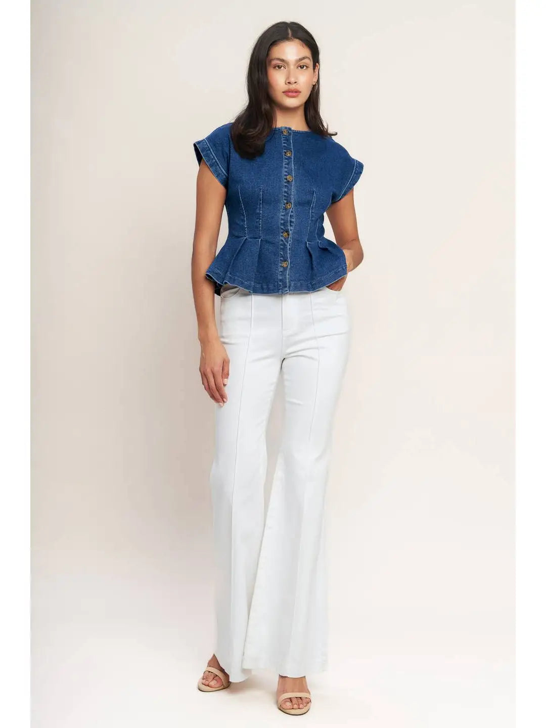 Denim Peplum Top
