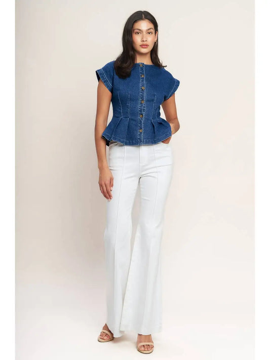 Denim Peplum Top