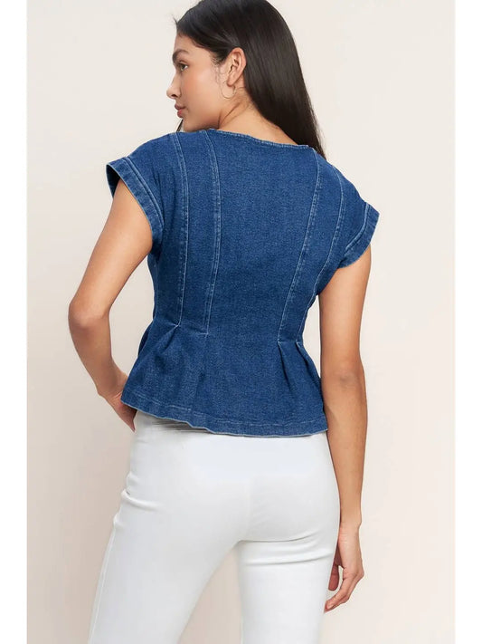 Denim Peplum Top