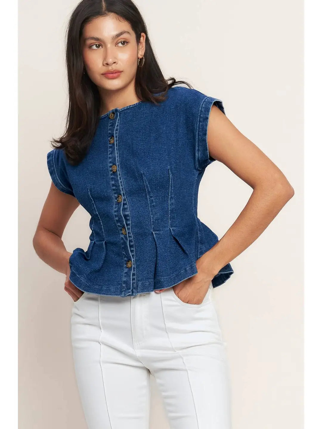 Denim Peplum Top