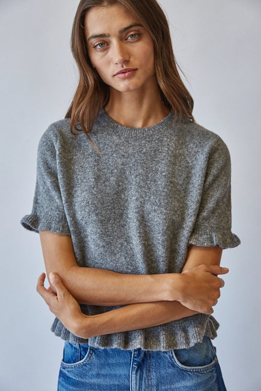 Ruffle hem knit tee