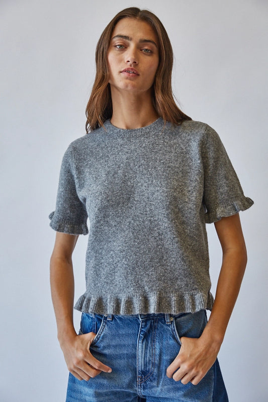Ruffle hem knit tee