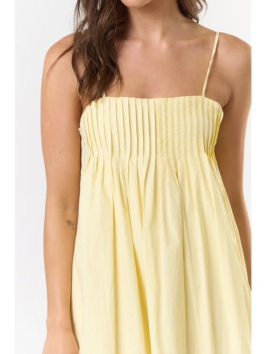 Pleated Maxi Dress- lemon