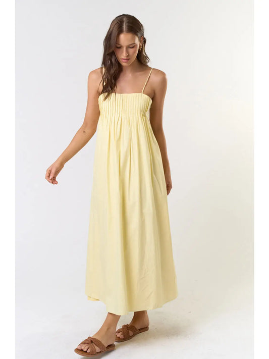 Pleated Maxi Dress- lemon
