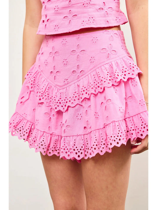Ruffle Eyelet Short