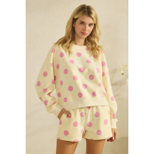 Polka dot crew neck