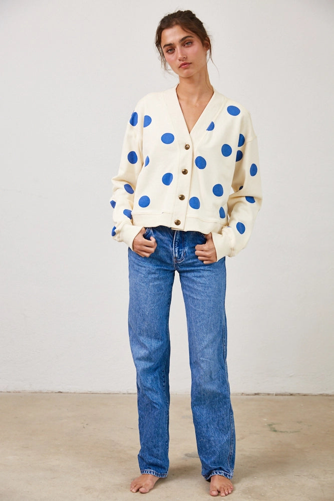 Polka dot Terry cardigan