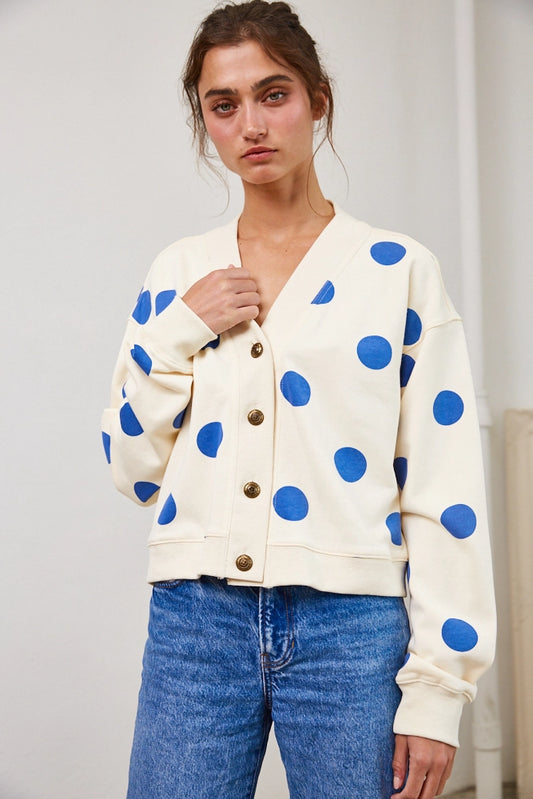 Polka dot Terry cardigan