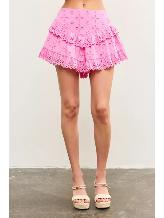Ruffle Eyelet Short