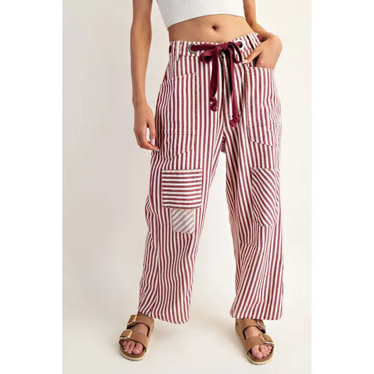 Raspberry Striped barrel denim