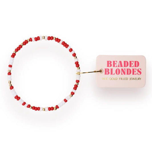 Crimson red and white sprinkle bracelet