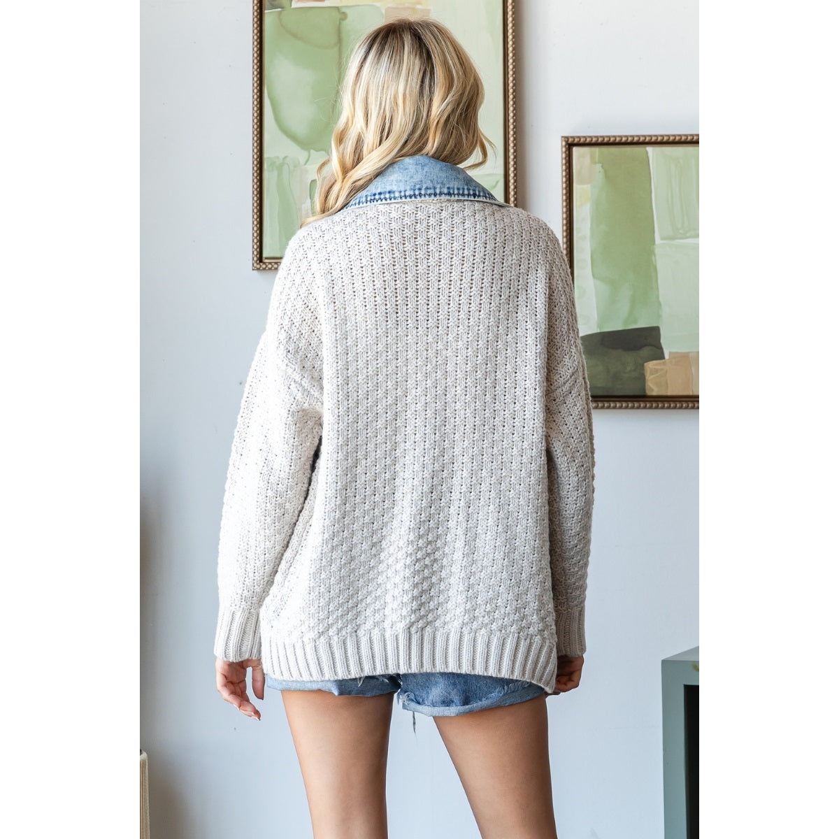 Knit layered shacket