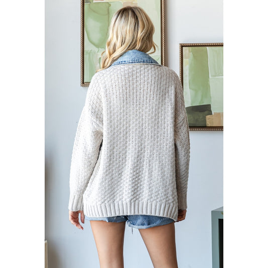 Knit layered shacket