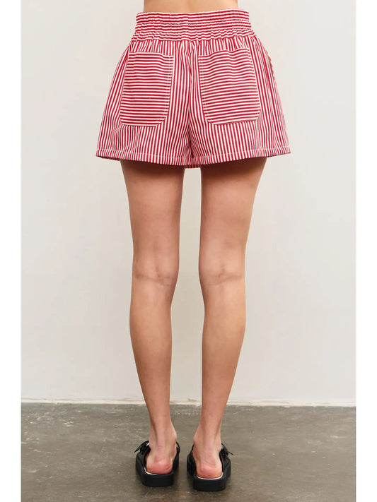 Wide waistband drawstring skort