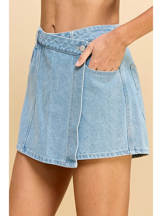 Asymmetrical denim skort