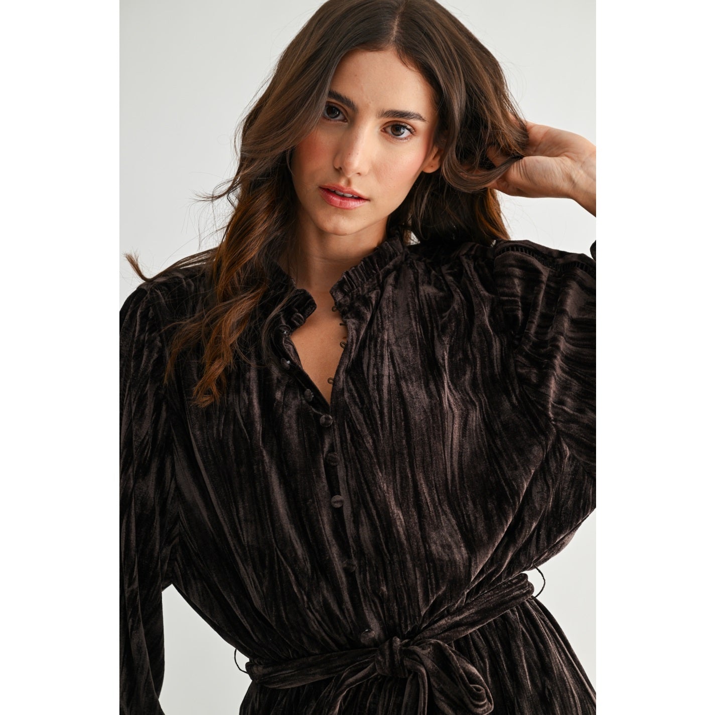 Velvet long sleeve mini Dress