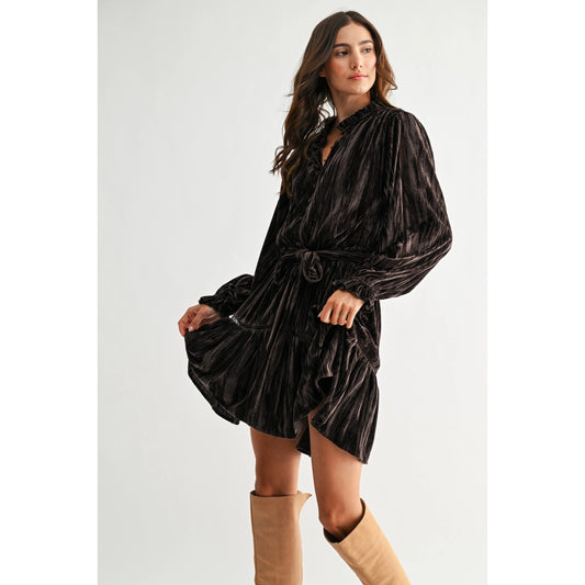 Velvet long sleeve mini Dress