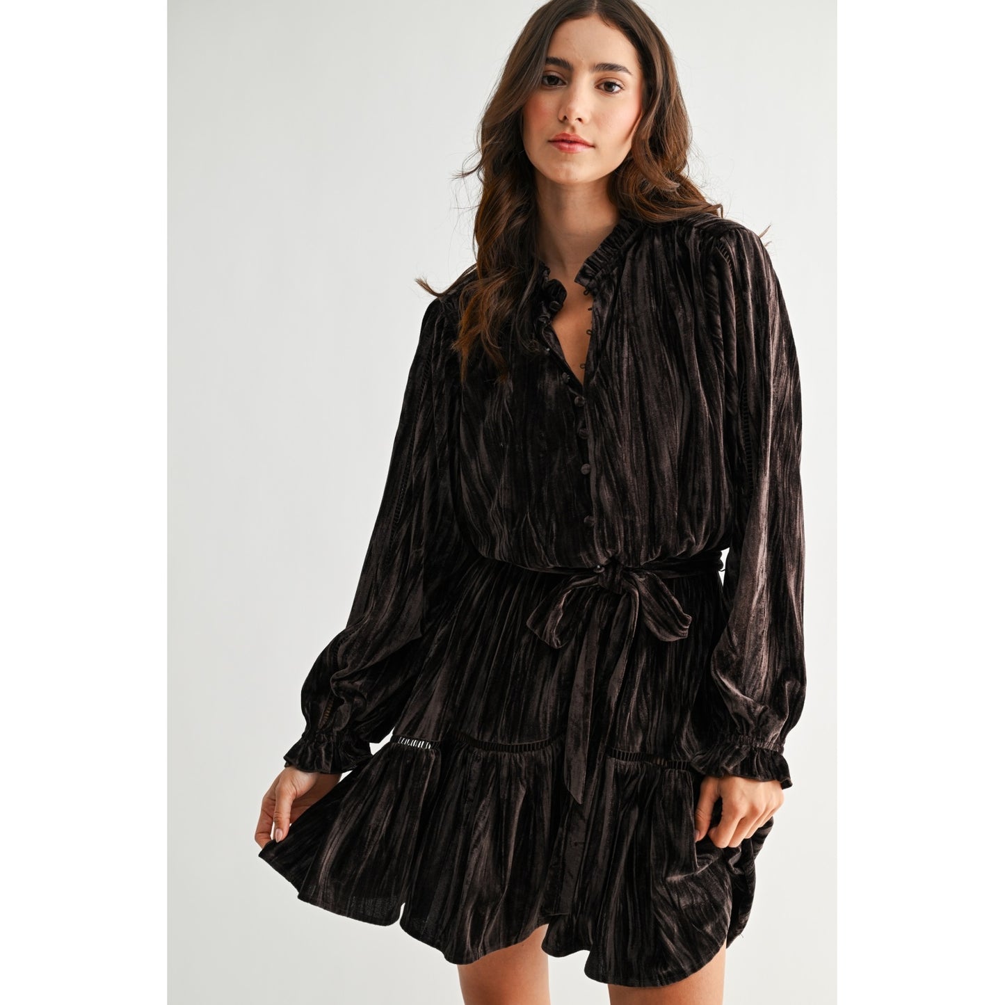 Velvet long sleeve mini Dress