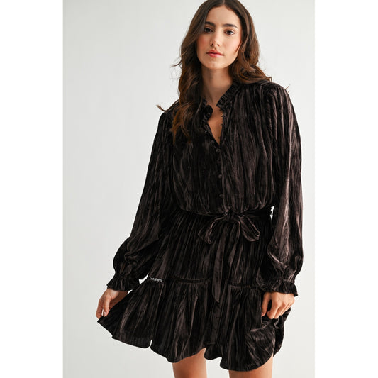 Velvet long sleeve mini Dress