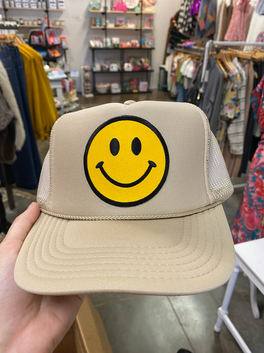 Tan Smiley Trucker Hat